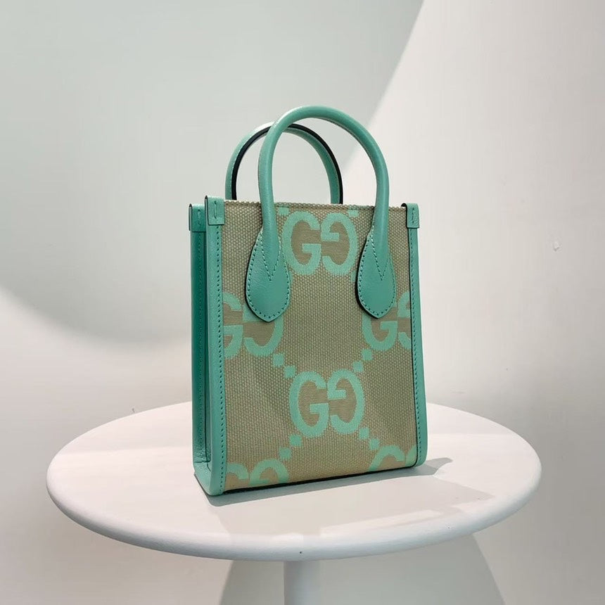 Gucci Ophidia GG Supreme Beige Green Canvas Tote Bag Medium