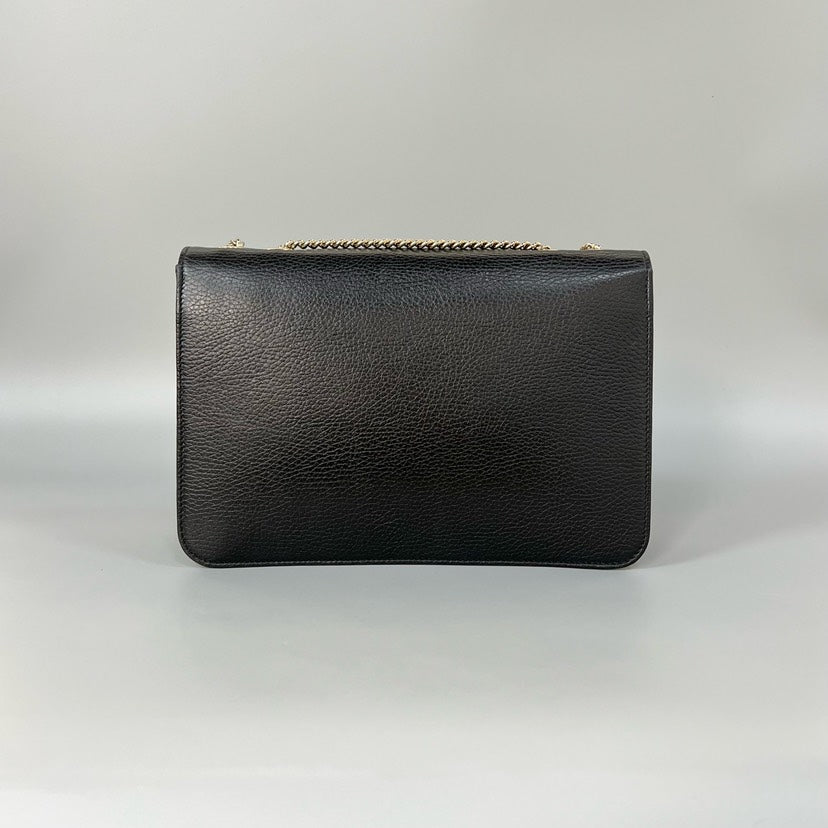 Gucci Interlocking Black Leather Medium Bag 28x19cm