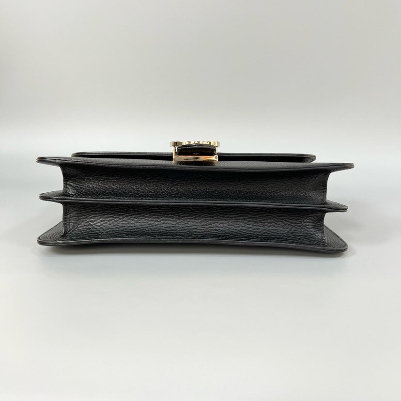 Gucci Interlocking Black Leather Medium Bag 28x19cm