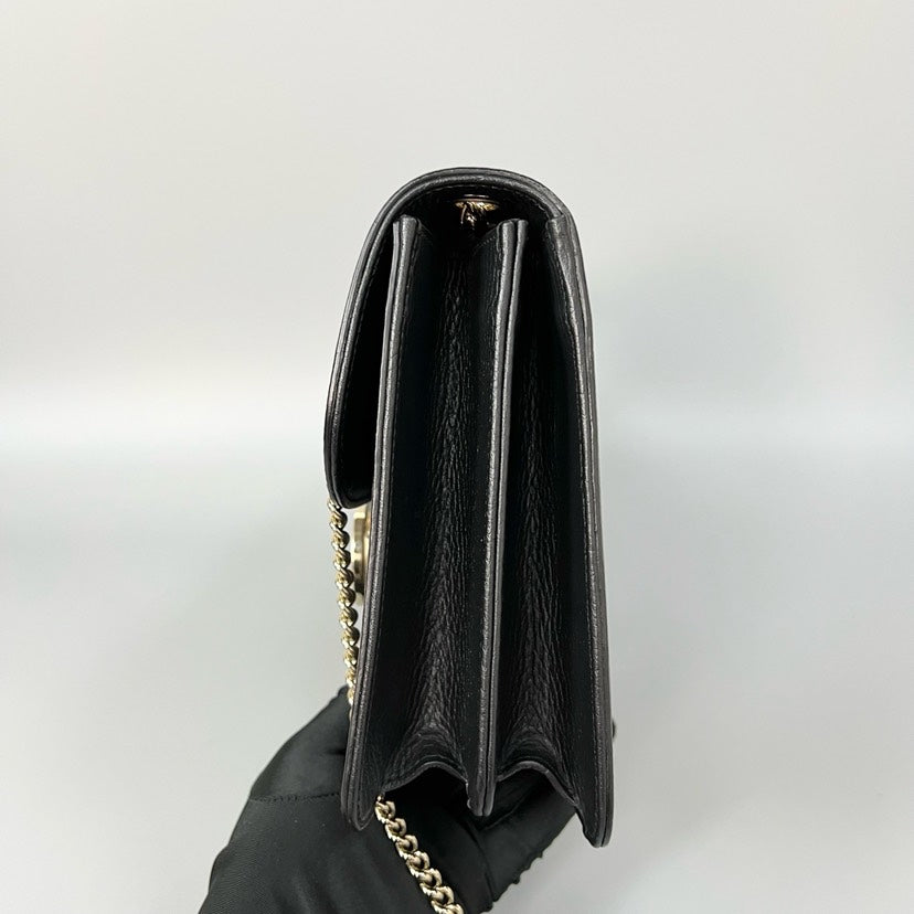 Gucci Interlocking Black Leather Medium Bag 28x19cm