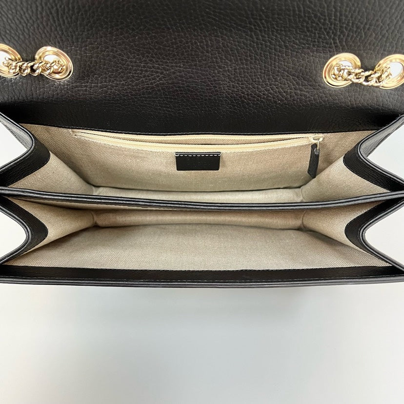 Gucci Interlocking Black Leather Medium Bag 28x19cm