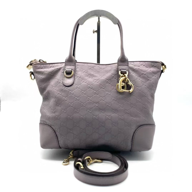 Gucci Two-Way Pink Leather Tote Bag Medium Size