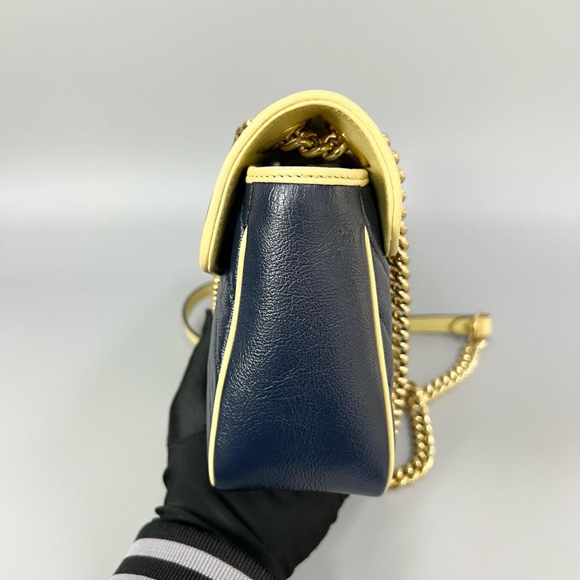 Gucci Marmont Red Navy Leather Shoulder Bag 26cm