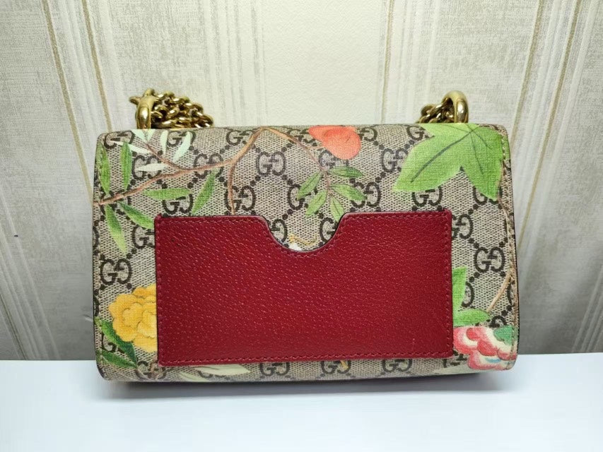Gucci Padlock GG Blooms Canvas Shoulder Bag Multicolor Small