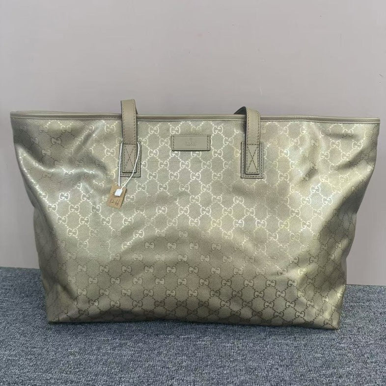 Gucci GG Monogram Beige Canvas Tote Bag Large