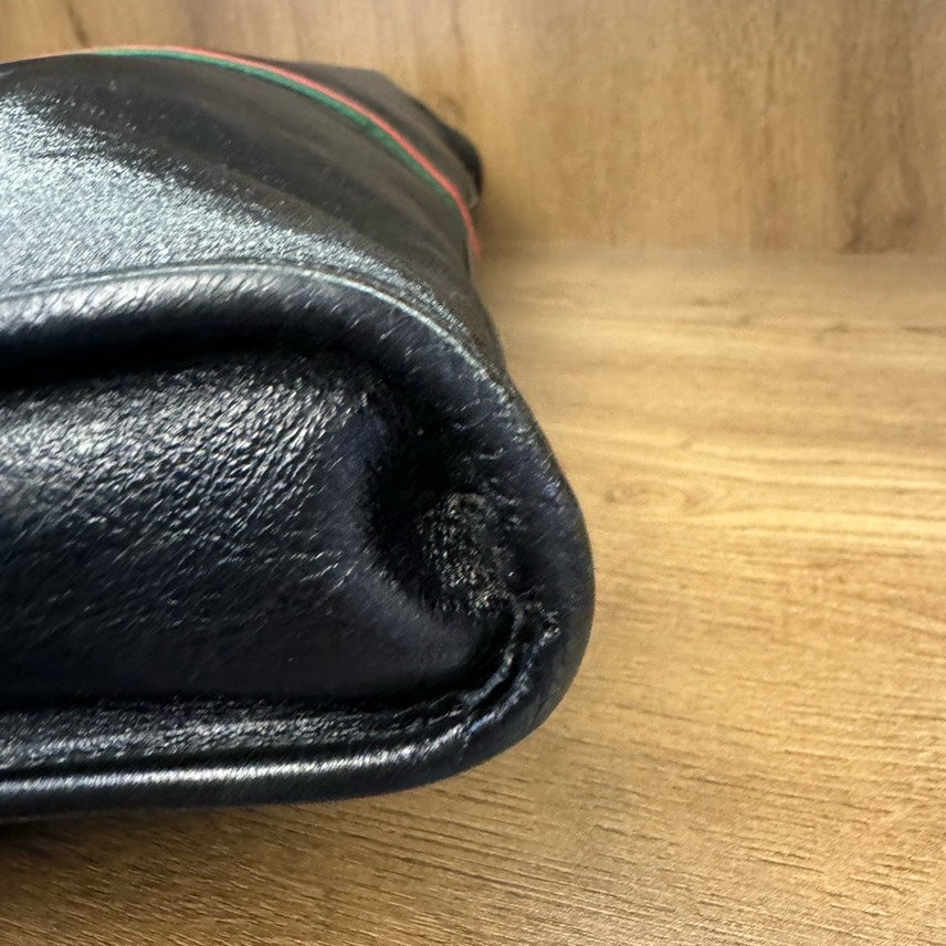 Gucci Black Leather Chain Tote Bag Large