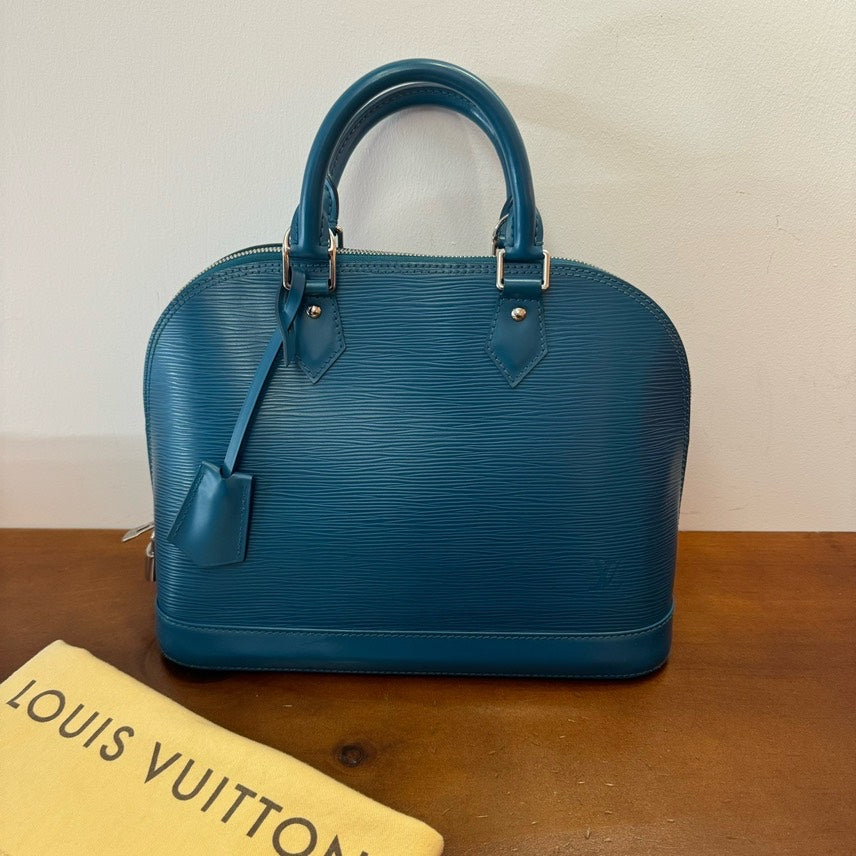 Louis Vuitton Alma Large Epi Blue Handbag