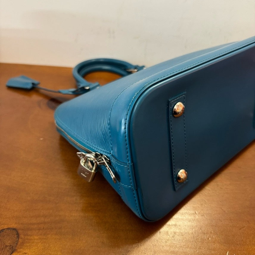 Louis Vuitton Alma Large Epi Blue Handbag