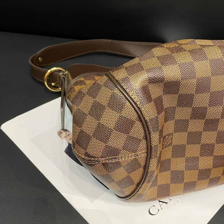 Louis Vuitton Damier Ebene Canvas Handbag Brown Large