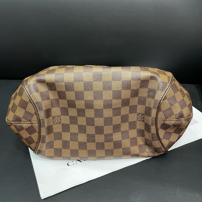 Louis Vuitton Damier Ebene Canvas Handbag Brown Large