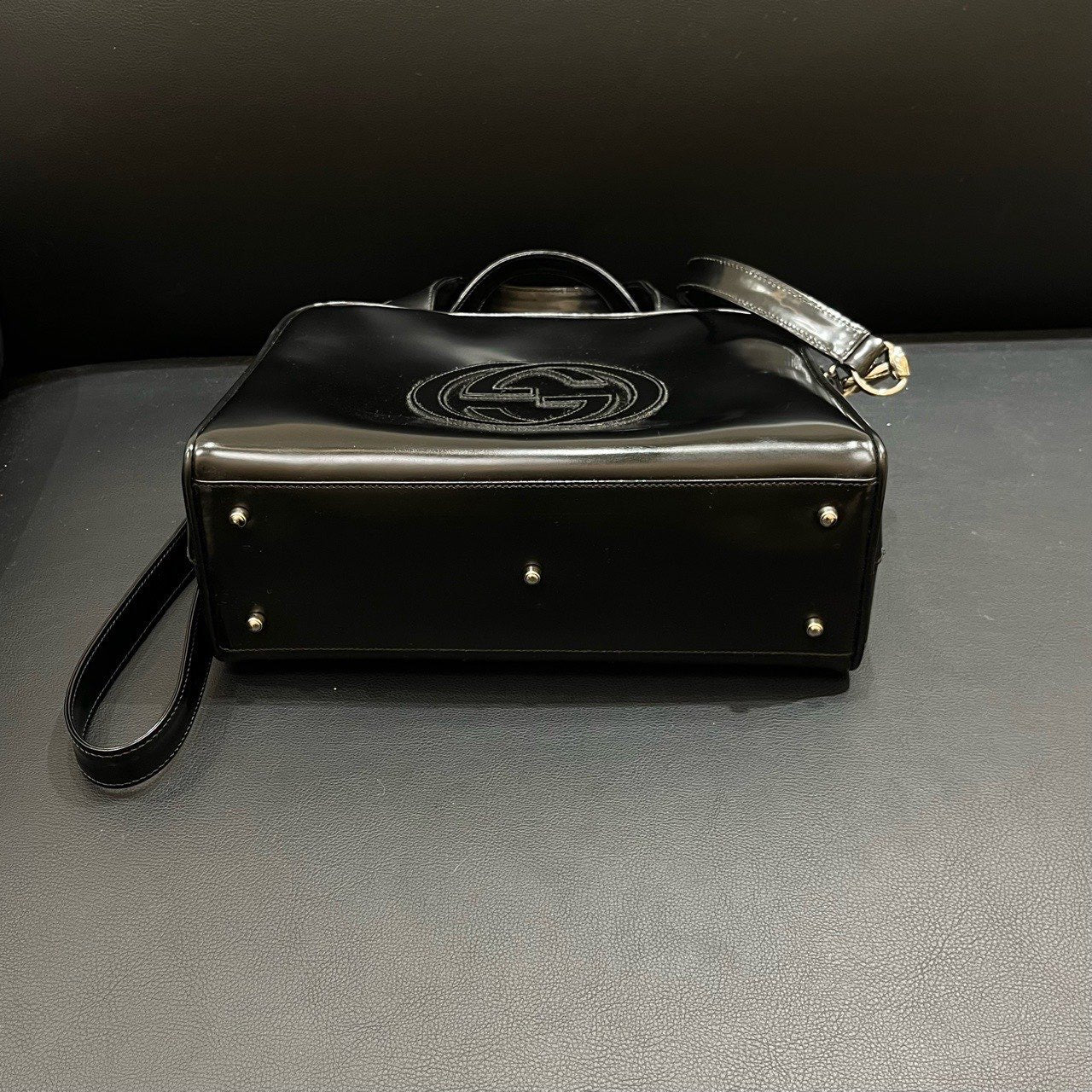 Gucci Black Leather Handbag 27x19x10