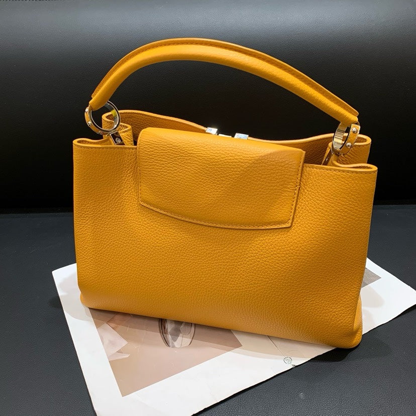 Louis Vuitton Capucines Yellow Handbag 35.5x23x13.5cm
