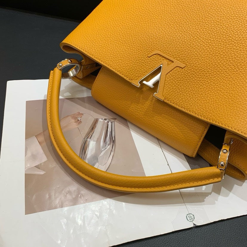 Louis Vuitton Capucines Yellow Handbag 35.5x23x13.5cm