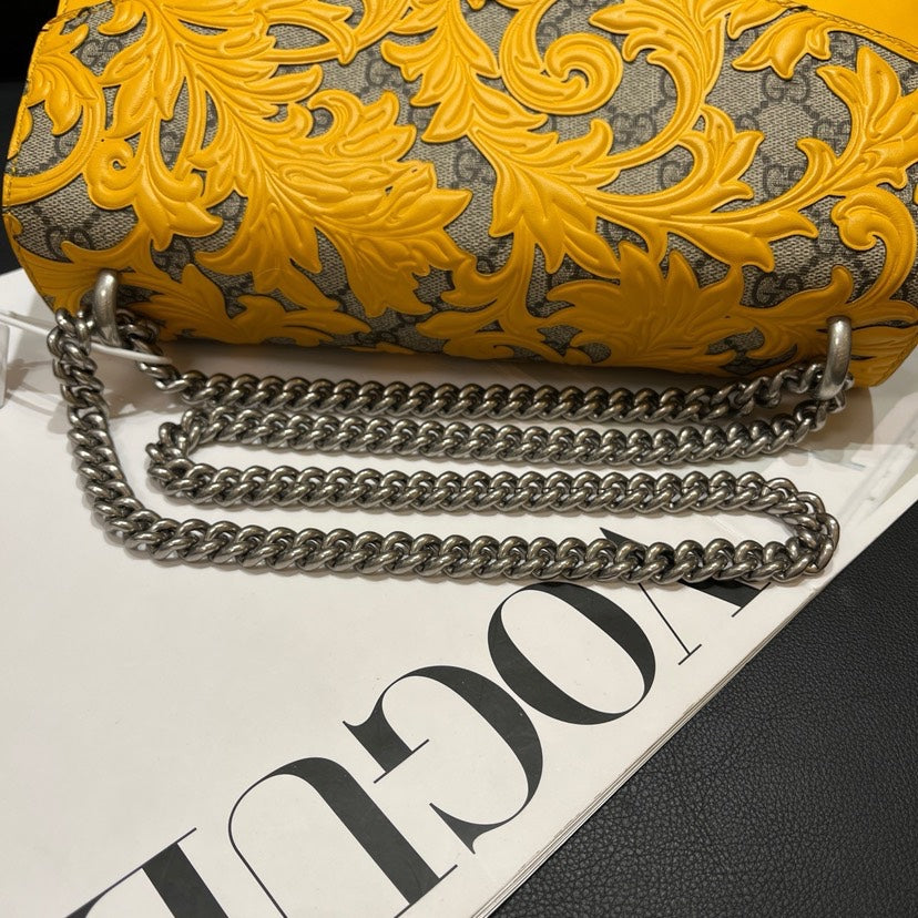 Gucci Dionysus Yellow Canvas Leather Chain Shoulder Bag Limited Edition Small