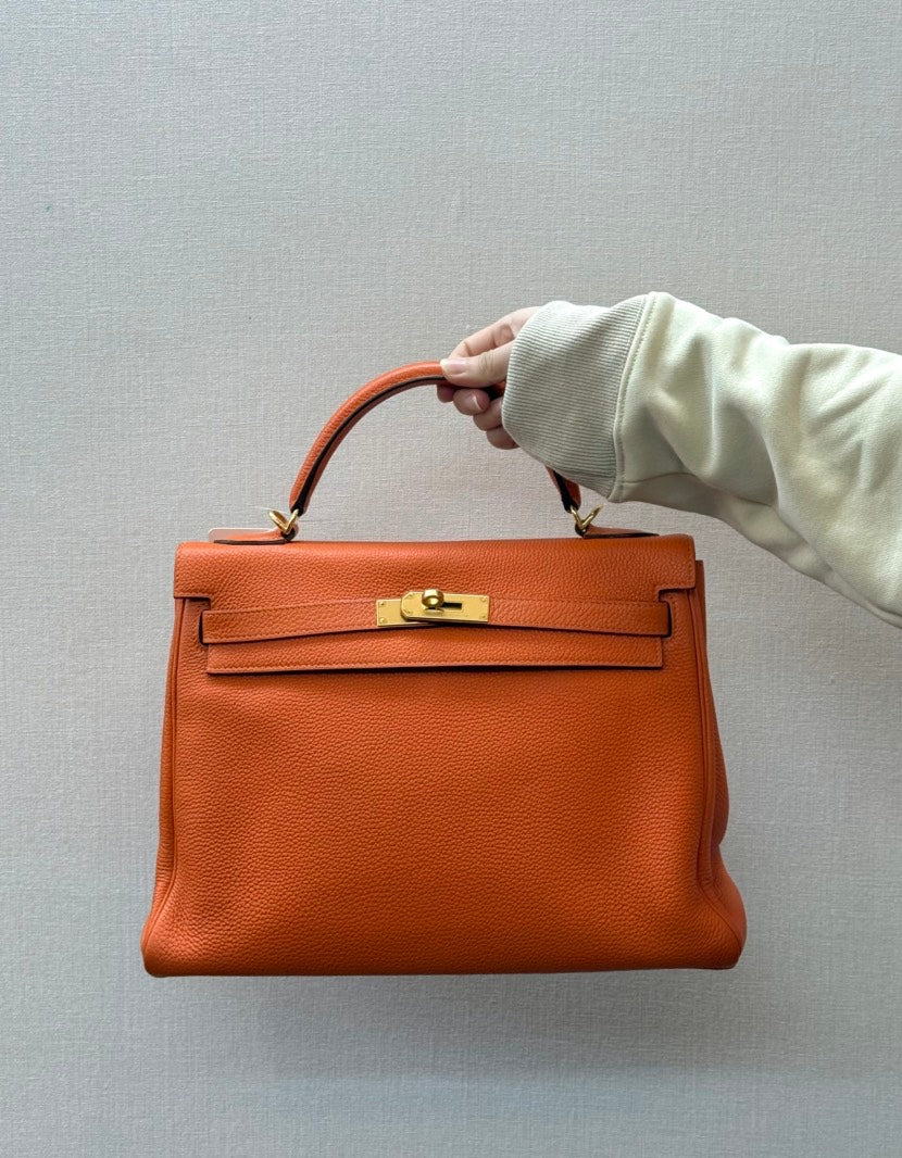 Hermes Kelly 32 Orange Handbag