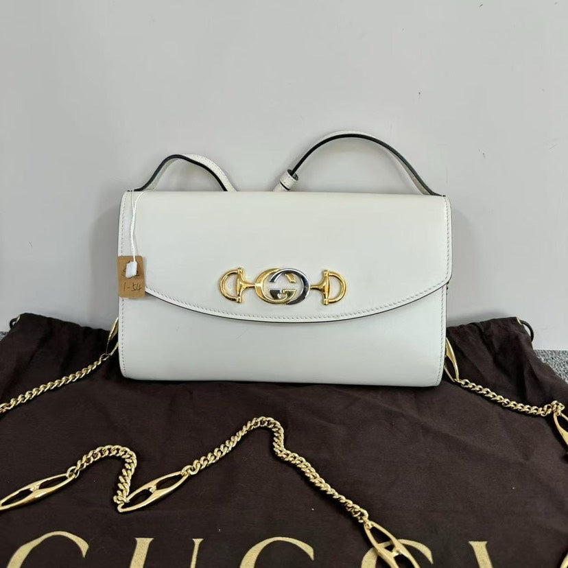 Gucci Horsebit 1955 White Shoulder Bag