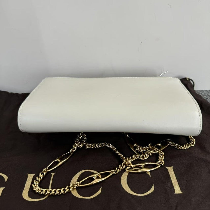Gucci Horsebit 1955 White Shoulder Bag