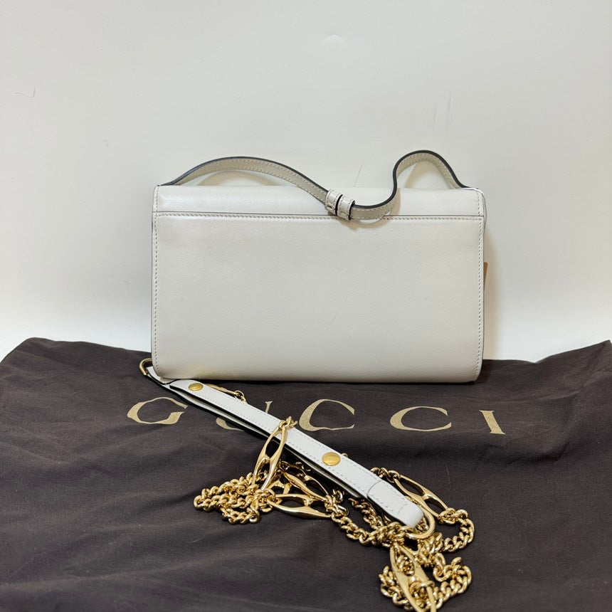 Gucci Horsebit 1955 White Leather 2way Bag