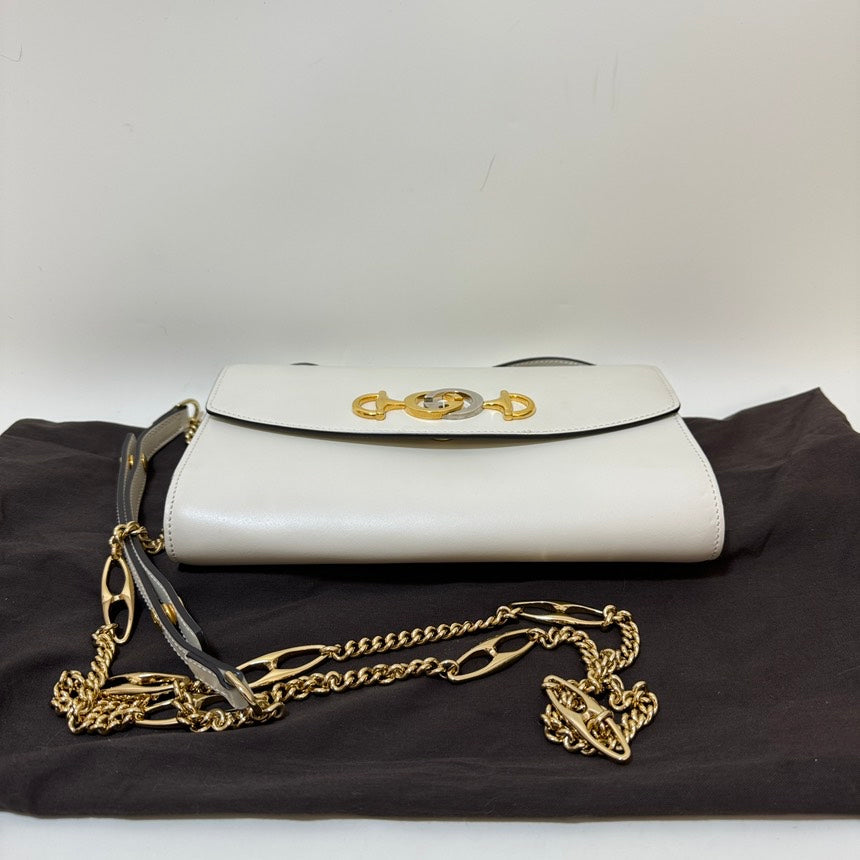 Gucci Horsebit 1955 White Leather 2way Bag