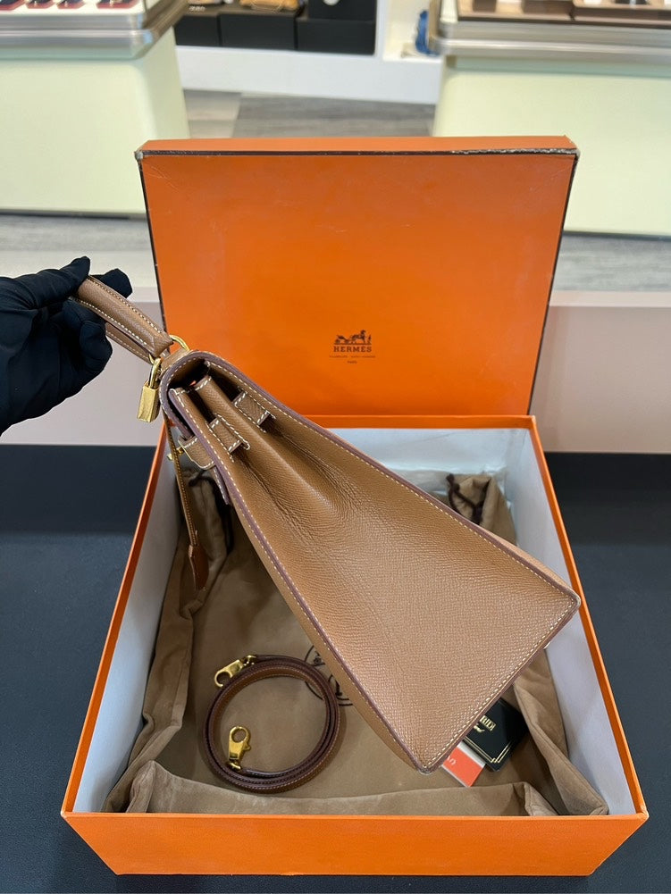 Hermes Kelly 32 Bag Epsom Leather Gold Brown