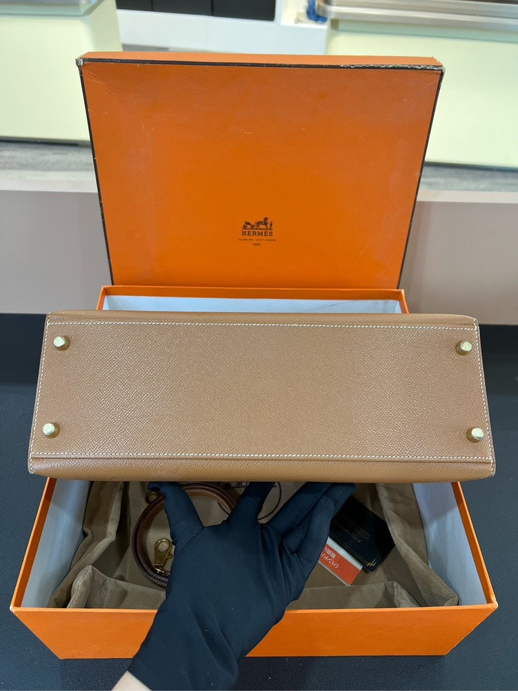 Hermes Kelly 32 Bag Epsom Leather Gold Brown