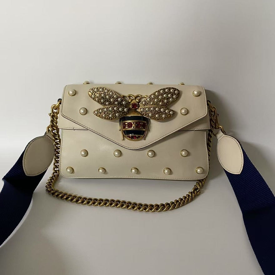 Gucci Broadway White Bee Bag