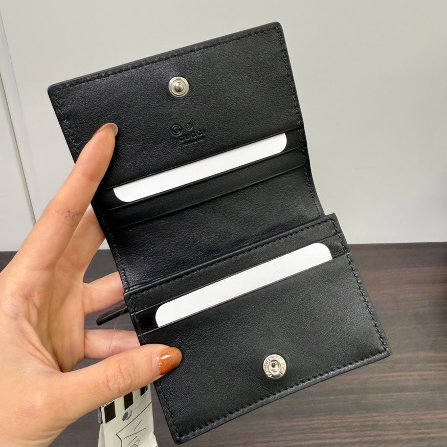 Gucci Guccissima Black Leather Card Case