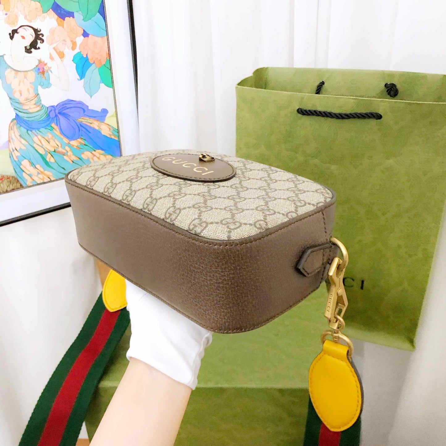 Gucci Ophidia GG Supreme Beige Brown Camera Bag