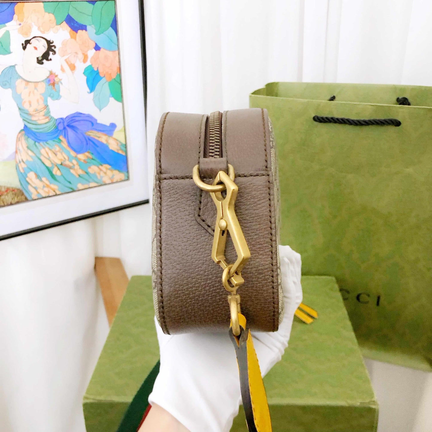 Gucci Ophidia GG Supreme Beige Brown Camera Bag