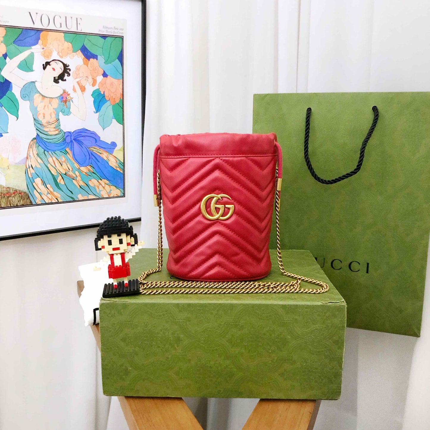 Gucci Marmont Red Bucket Bag