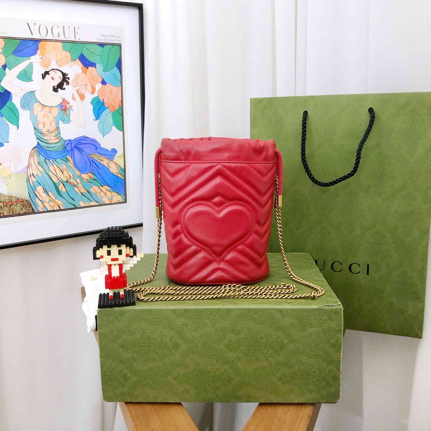 Gucci Marmont Red Bucket Bag