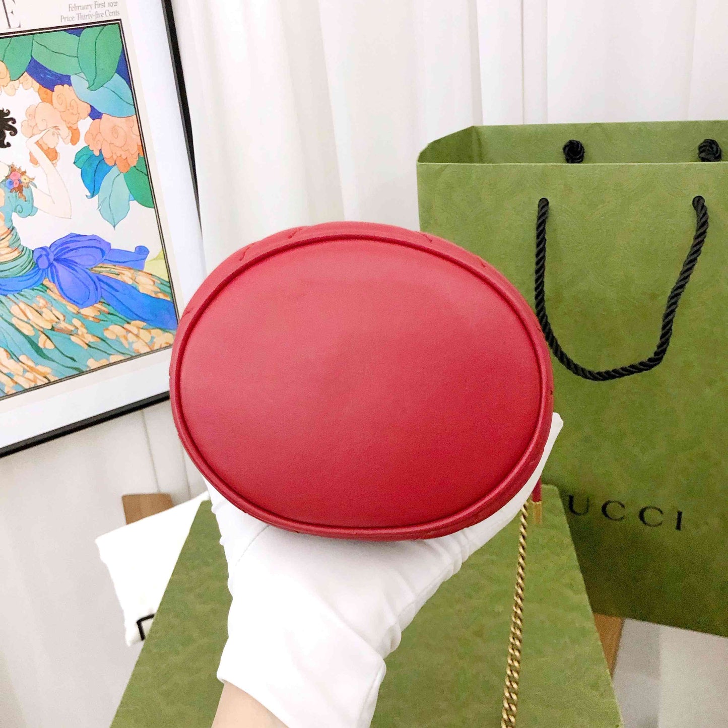 Gucci Marmont Red Bucket Bag