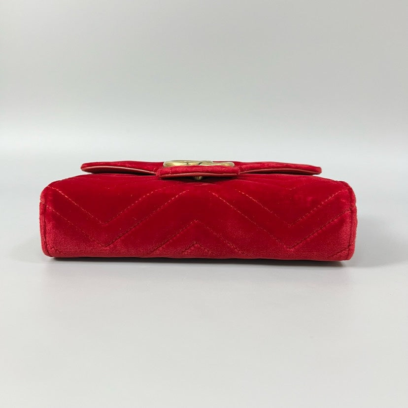 Gucci Marmont WOC Velvet Red Clutch