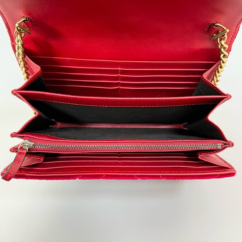 Gucci Marmont WOC Velvet Red Clutch