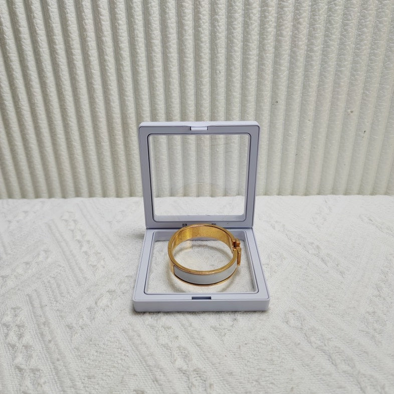 Hermes Clic Clac H White Enamel Bangle Bracelet