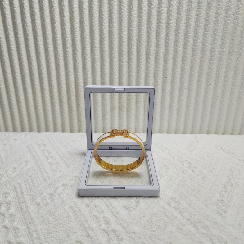 Hermes Clic Clac H White Enamel Bangle Bracelet