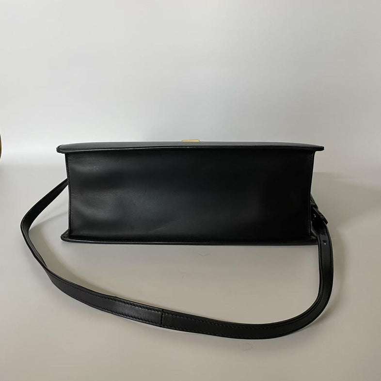 Gucci Black Leather Two Ways Shoulder Bag