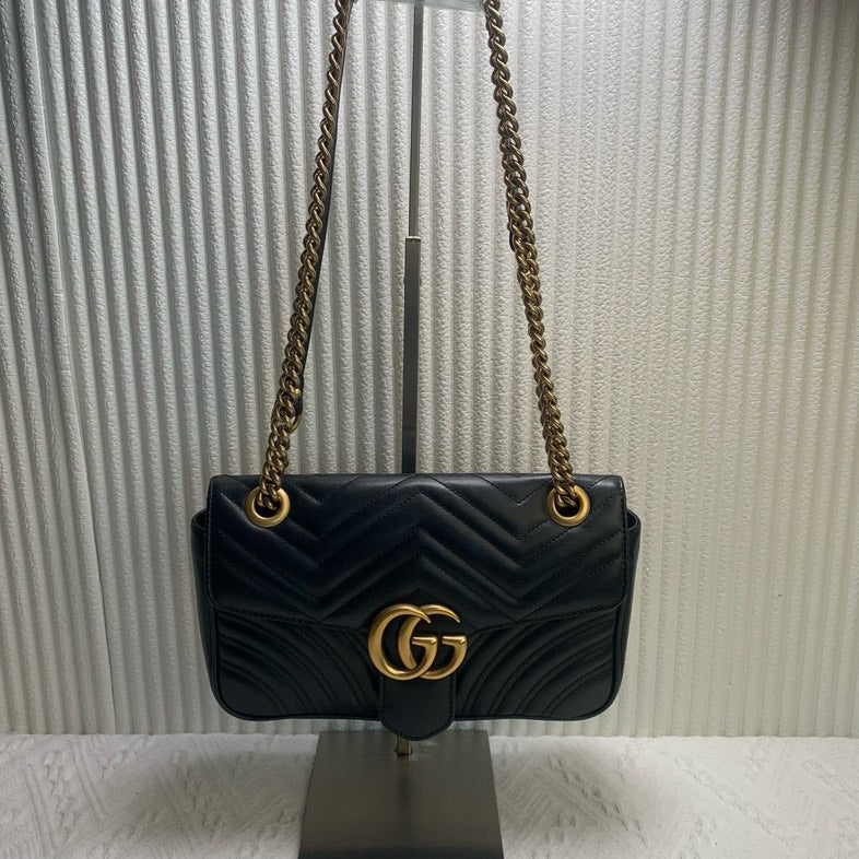 Gucci GG Marmont Black Quilted Shoulder Bag 27cm - Preloved Designer Handbag