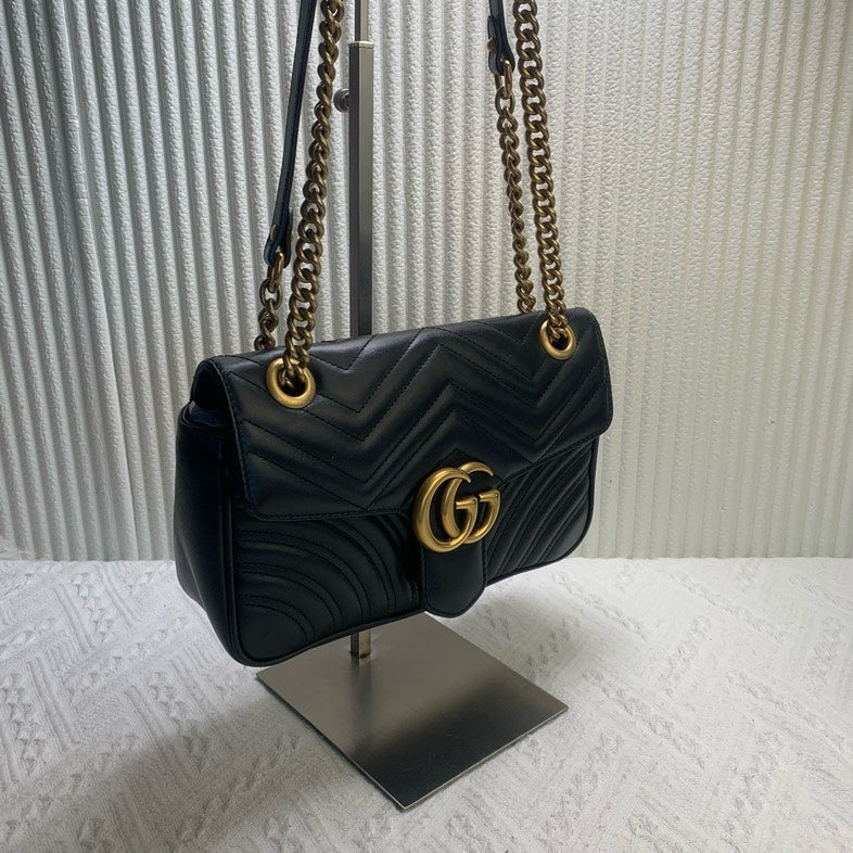 Gucci GG Marmont Black Quilted Shoulder Bag 27cm - Preloved Designer Handbag