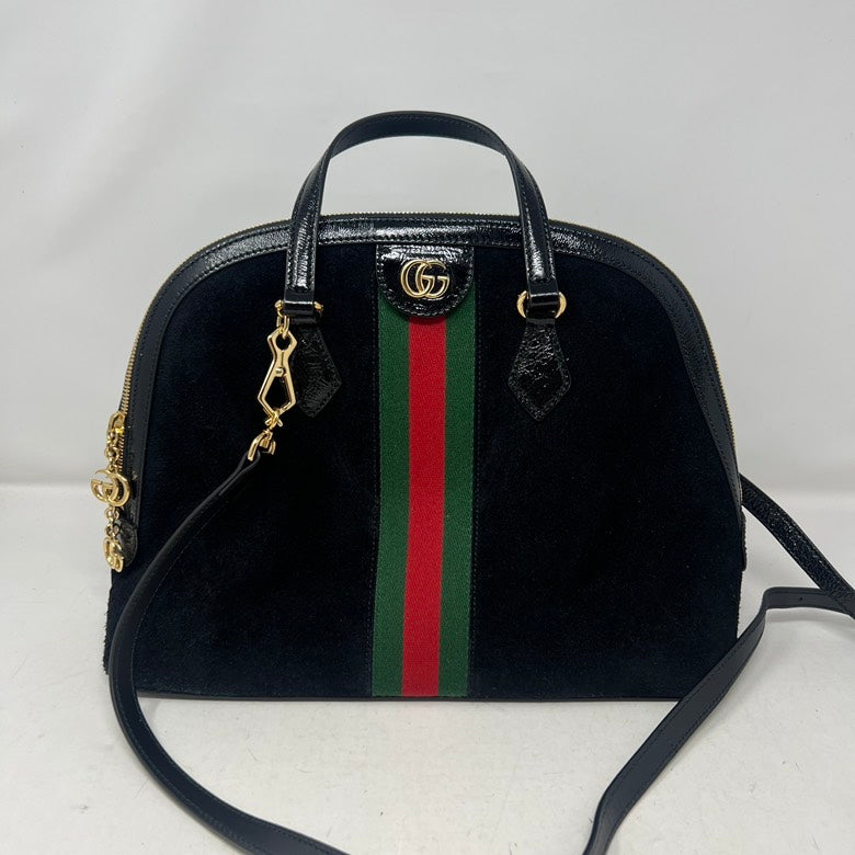 Gucci Preloved Suede & Leather 2way Handbag AF462 Black