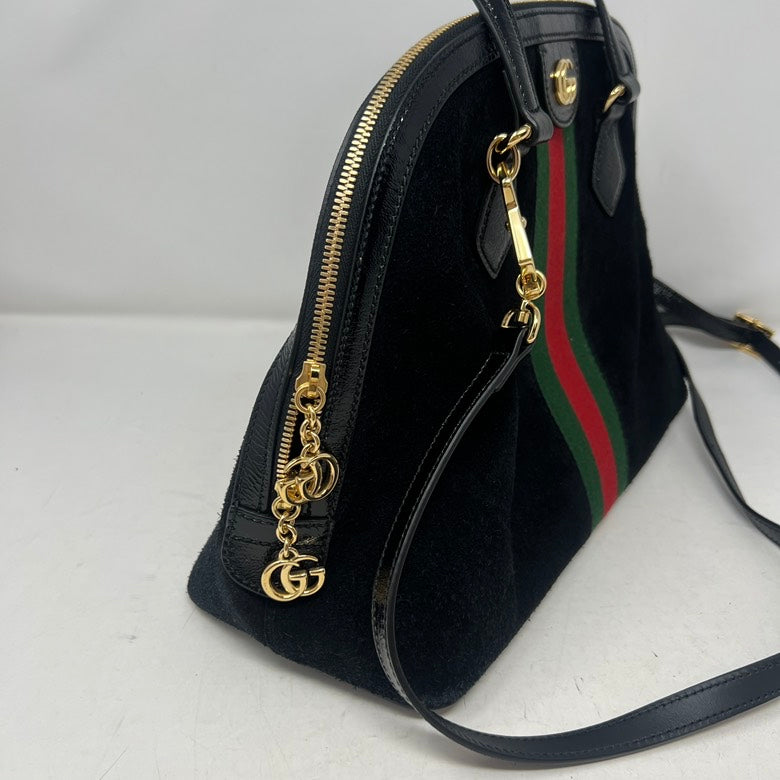 Gucci Preloved Suede & Leather 2way Handbag AF462 Black