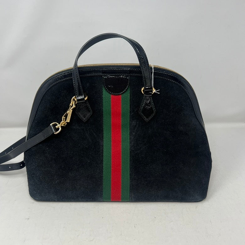 Gucci Preloved Suede & Leather 2way Handbag AF462 Black