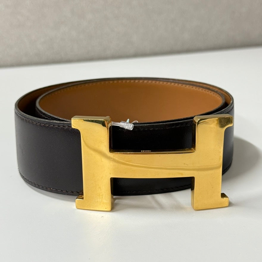 Hermes H Leather Belt Black