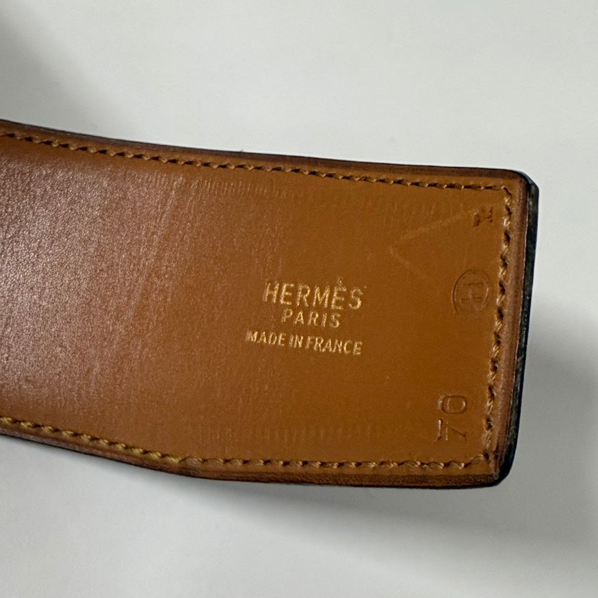 Hermes H Leather Belt Black