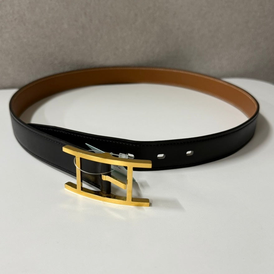 Hermes H Buckle Black Leather Belt 85cm/34” O274653