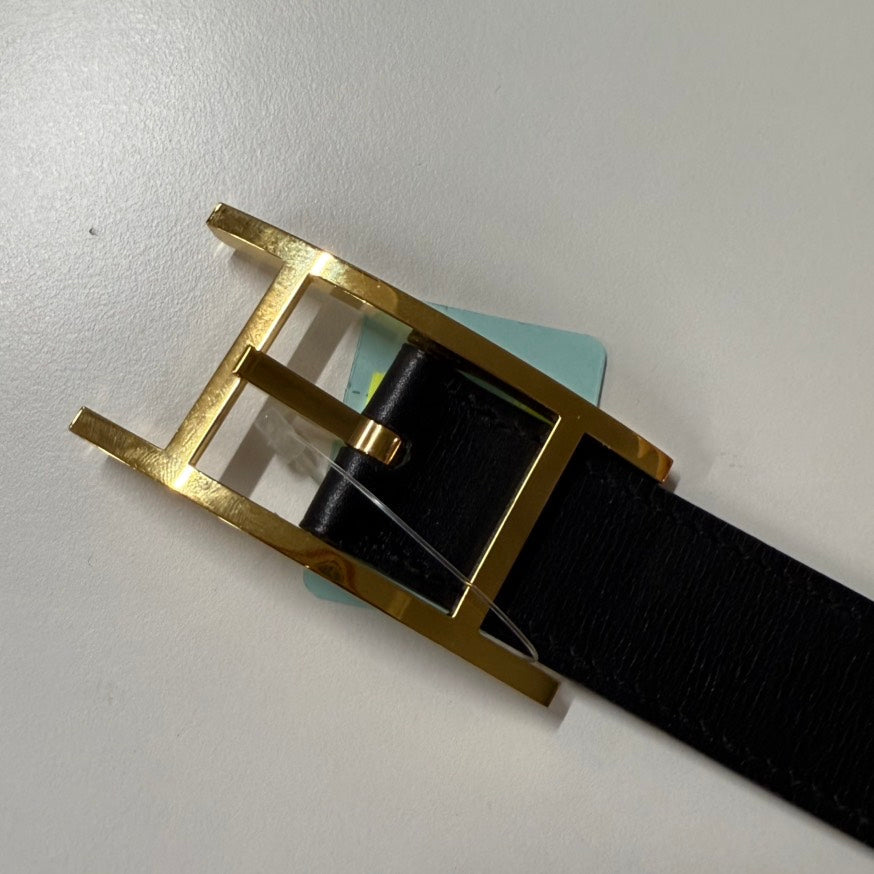 Hermes H Buckle Black Leather Belt 85cm/34” O274653
