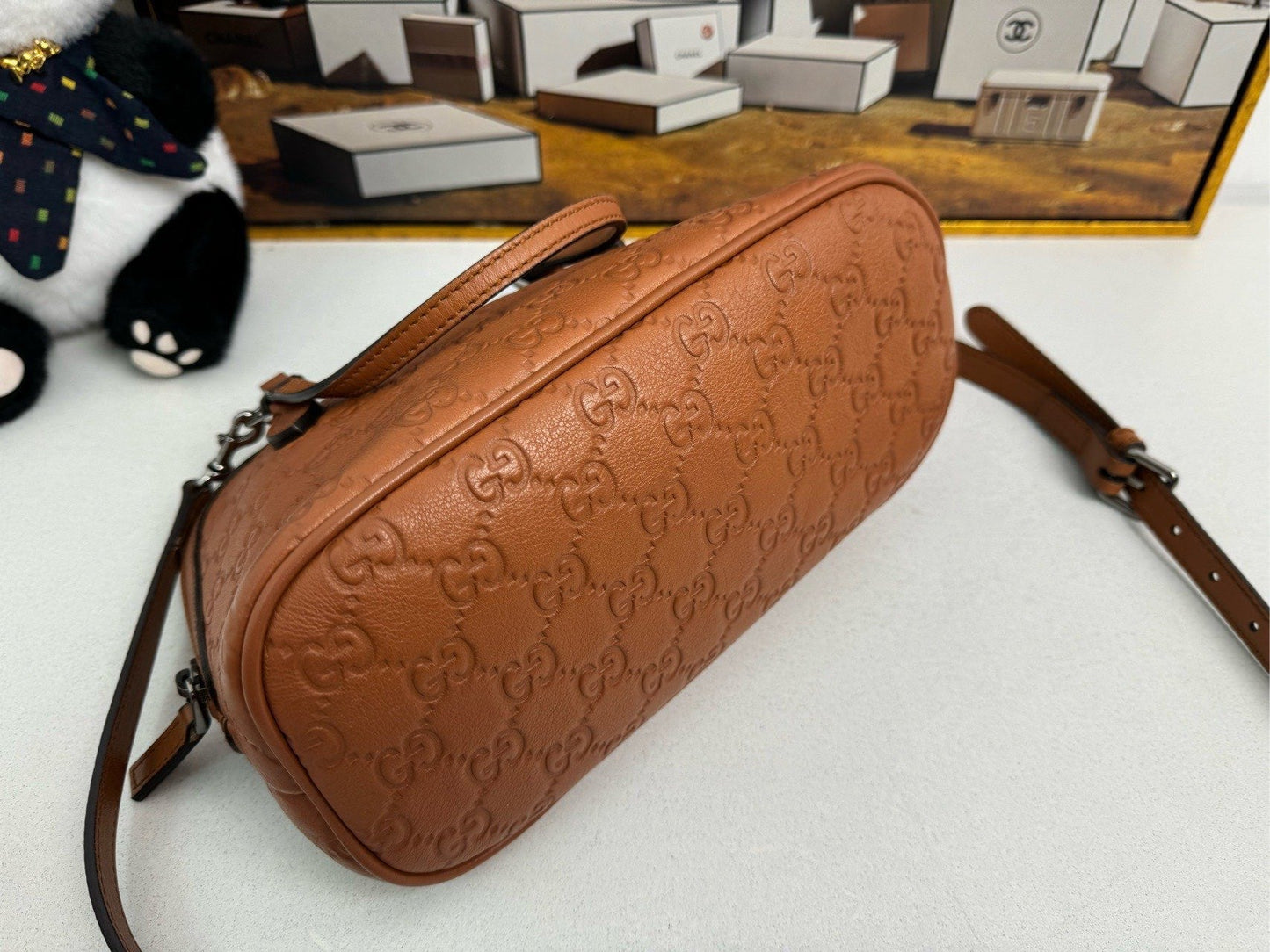 Gucci GG Marmont Two-Way Bag in Brown Leather - Shoulder/Crossbody