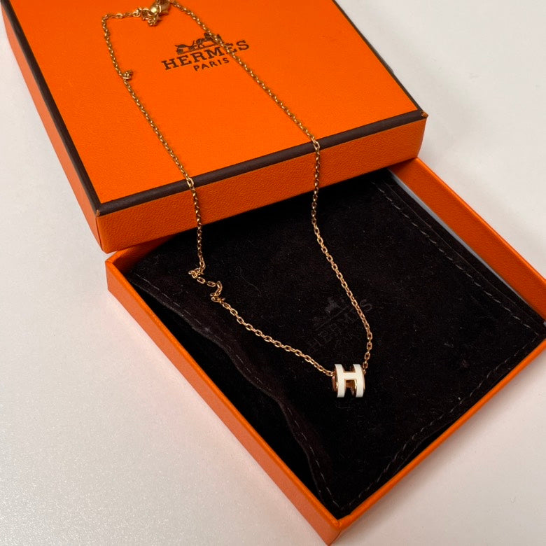 Hermes Pop H Necklace White Necklace