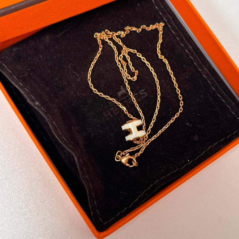 Hermes Pop H Necklace White Necklace