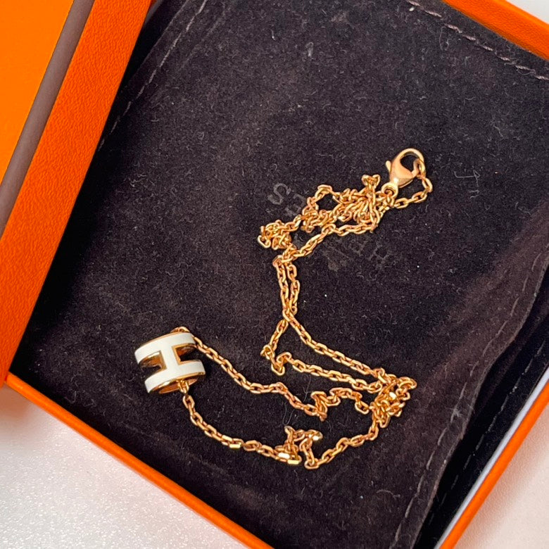 Hermes Pop H Necklace White Necklace